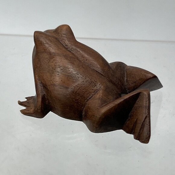 Vintage Wooden Frog Figurine, Hand Carved, Frog Collectibles, Frog Decor, Frog E - Picture 5 of 11